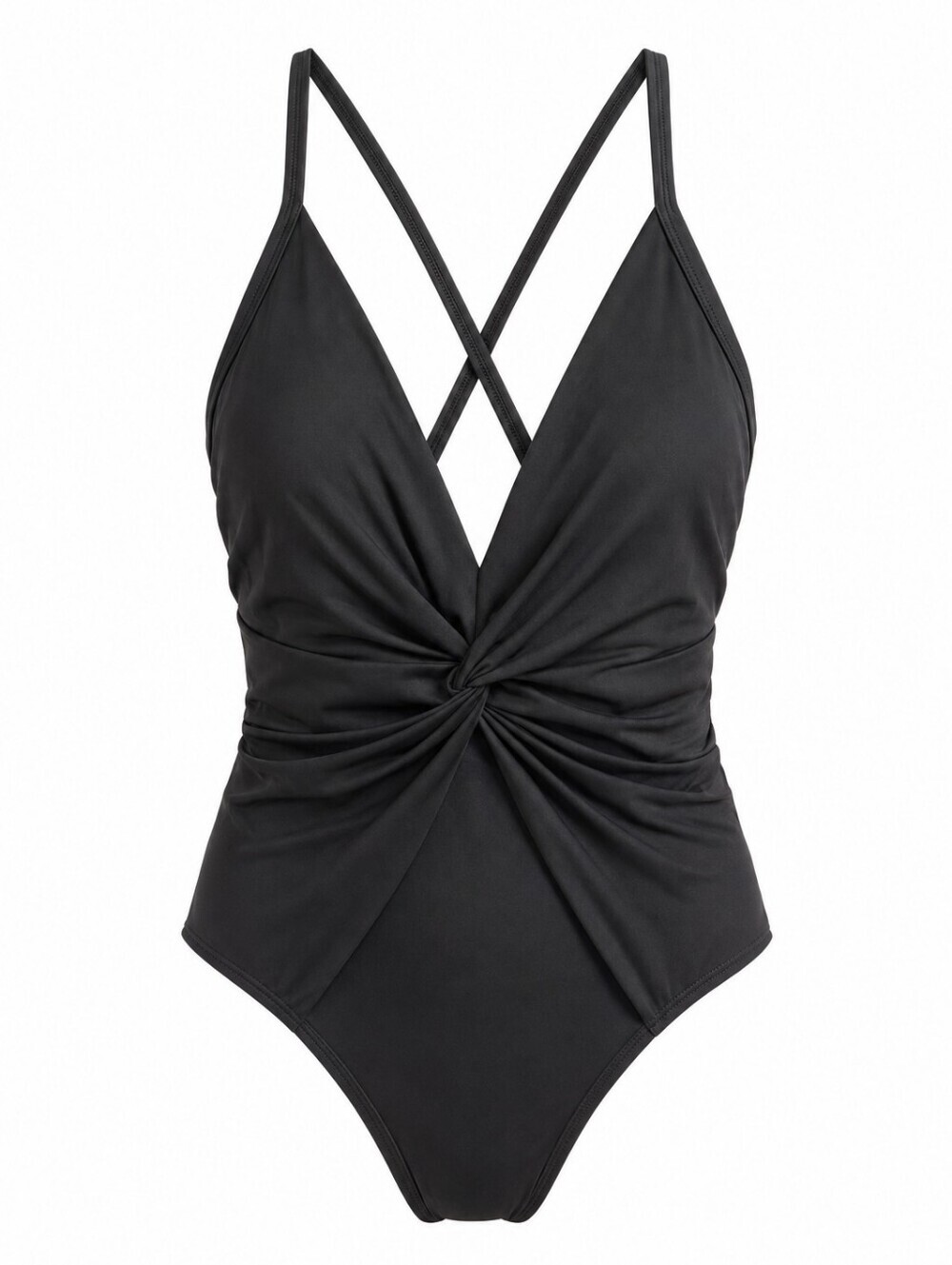 Time & Tru NWT Black Twist Front One Pc. Swimsuit Sz 1X (16W-18W) Summer Beach